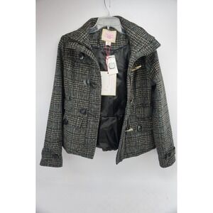 VGC Pink Envelope Women Size M Medium Coat / Jacket Toggle‎ Brown Plaid